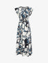 Robe longue évasée imprimé fantaisie - Bleu/blanc - 1