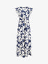 Robe longue imprimé fleurs tropicales à manches courtes - Marine - 1