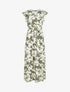 Robe longue imprimé fleurs tropicales à manches courtes - Kaki - 1