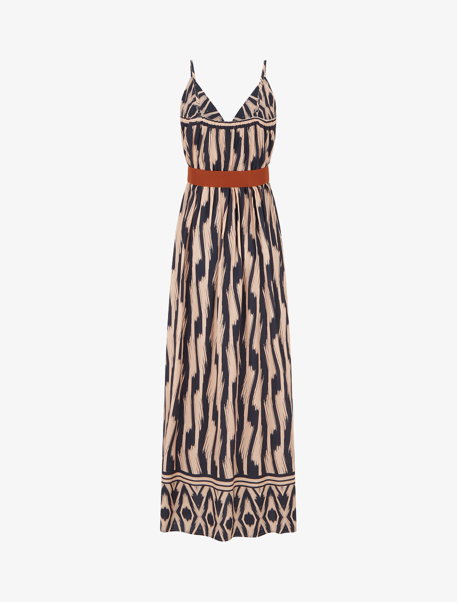 Robe taille élastiquée et imprimé fantaisie - Marine - 2