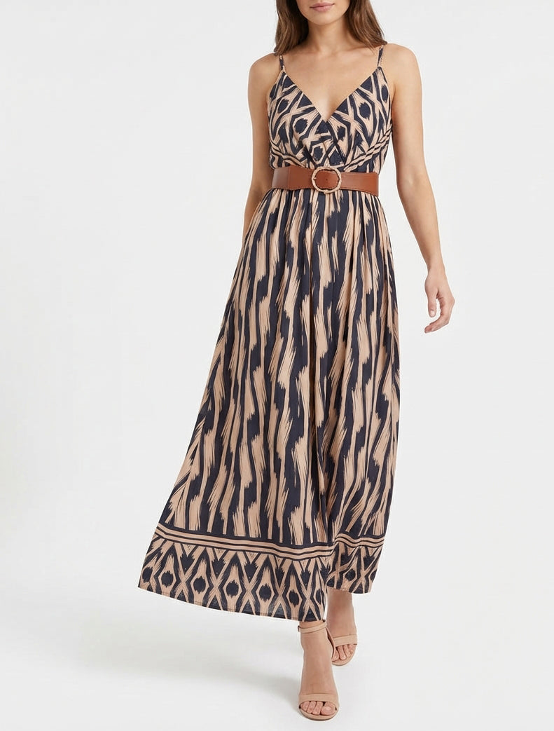 Robe longue empire à bretelles - Marine