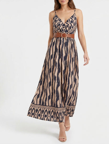 Robe longue empire à bretelles - Marine