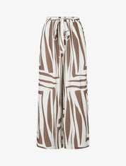 Pantalon ample élastiqué à imprimé graphique - Marron - 1