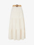 Jupe longue évasée en tissu texturé - Beige - 1