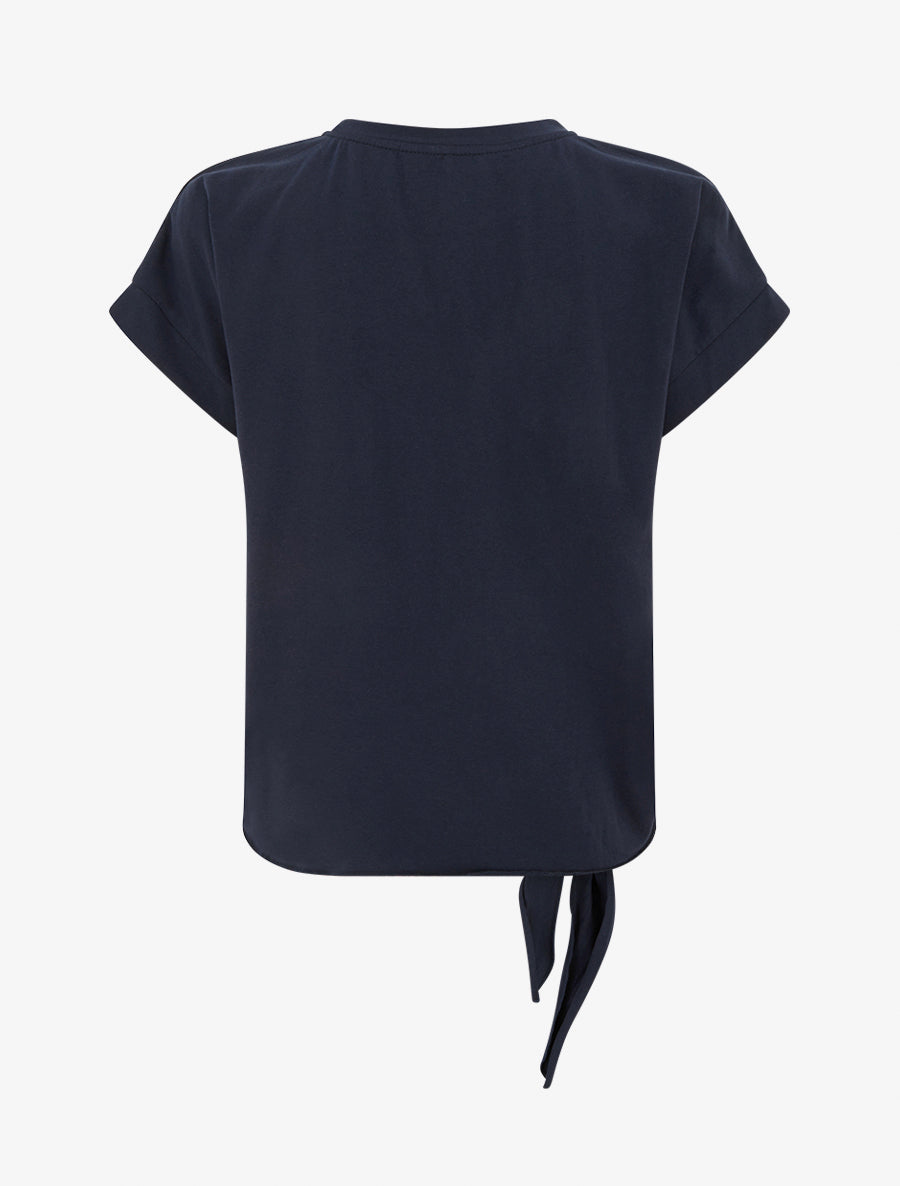 T-shirt à nouer à poche fantaisie - Marine - 2