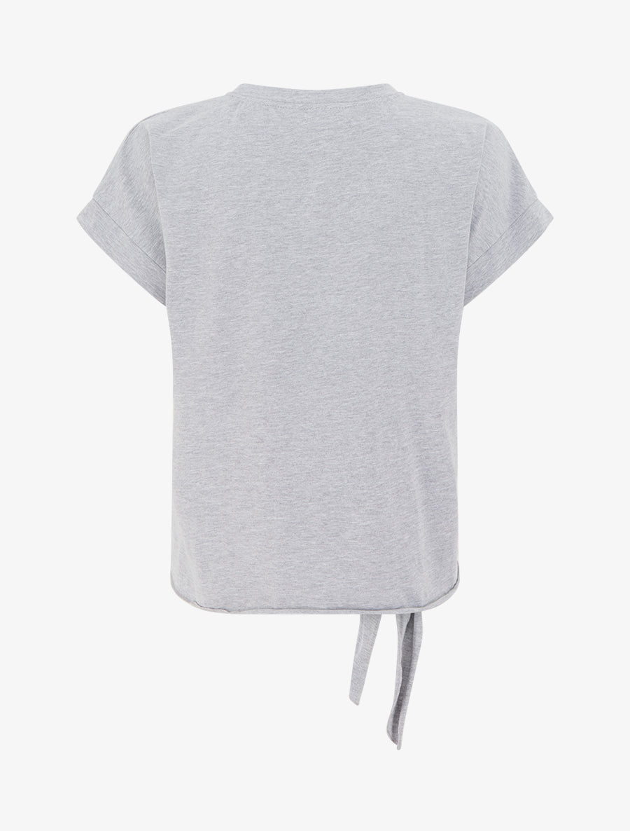 T-shirt à nouer à poche fantaisie - Gris - 2