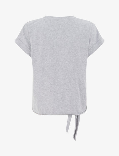 T-shirt à nouer à poche fantaisie - Gris - 2