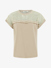 T-shirt fantaisie à épaules ajourées - Beige - 1