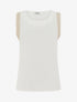 Top sans manches droit à broderies - Blanc - 1