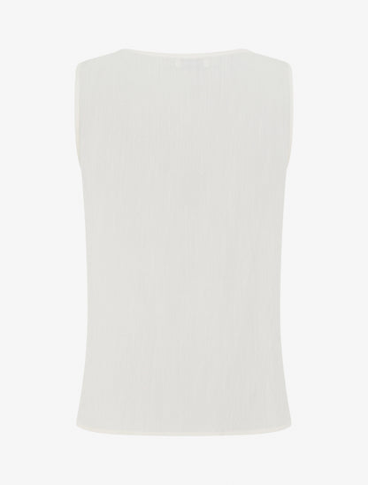 Top sans manches droit à broderies - Blanc - 2