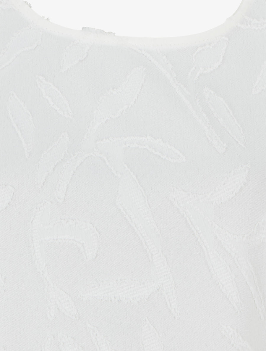 Top droit sans manches en tissu texturé - Blanc - 3