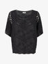 Top ample brodé à manches courtes - Noir - 1