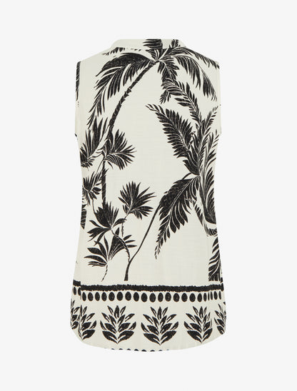 Top imprimé à boutons décoratifs - Beige - 2