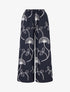 Pantalon ample à broderies florales - Bleu nuit - 1