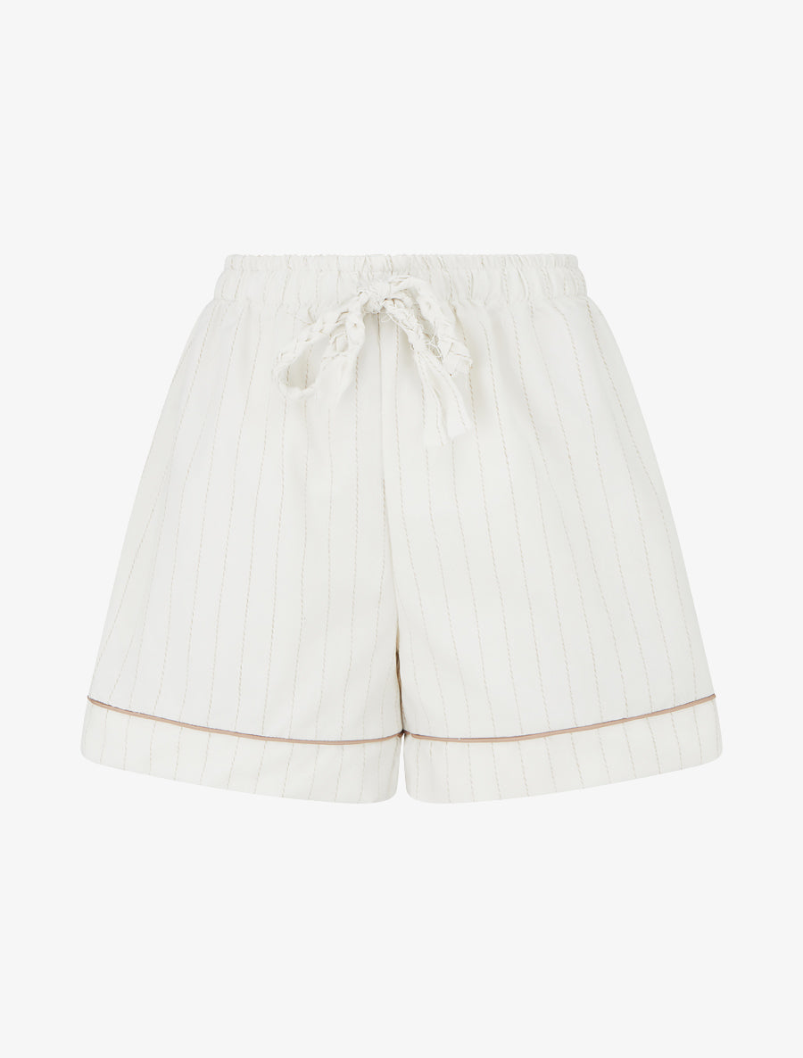 Short droit à fines rayures - Beige - 1