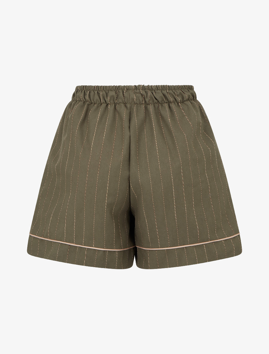 Short droit à fines rayures - Kaki - 2
