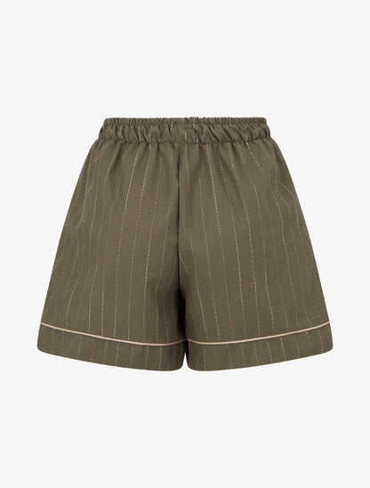 Short droit à fines rayures - Kaki - 2