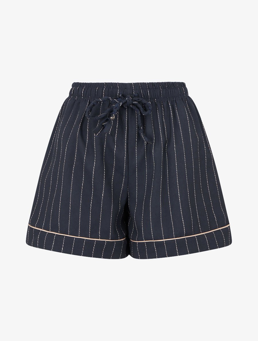 Short droit à fines rayures - Marine - 1