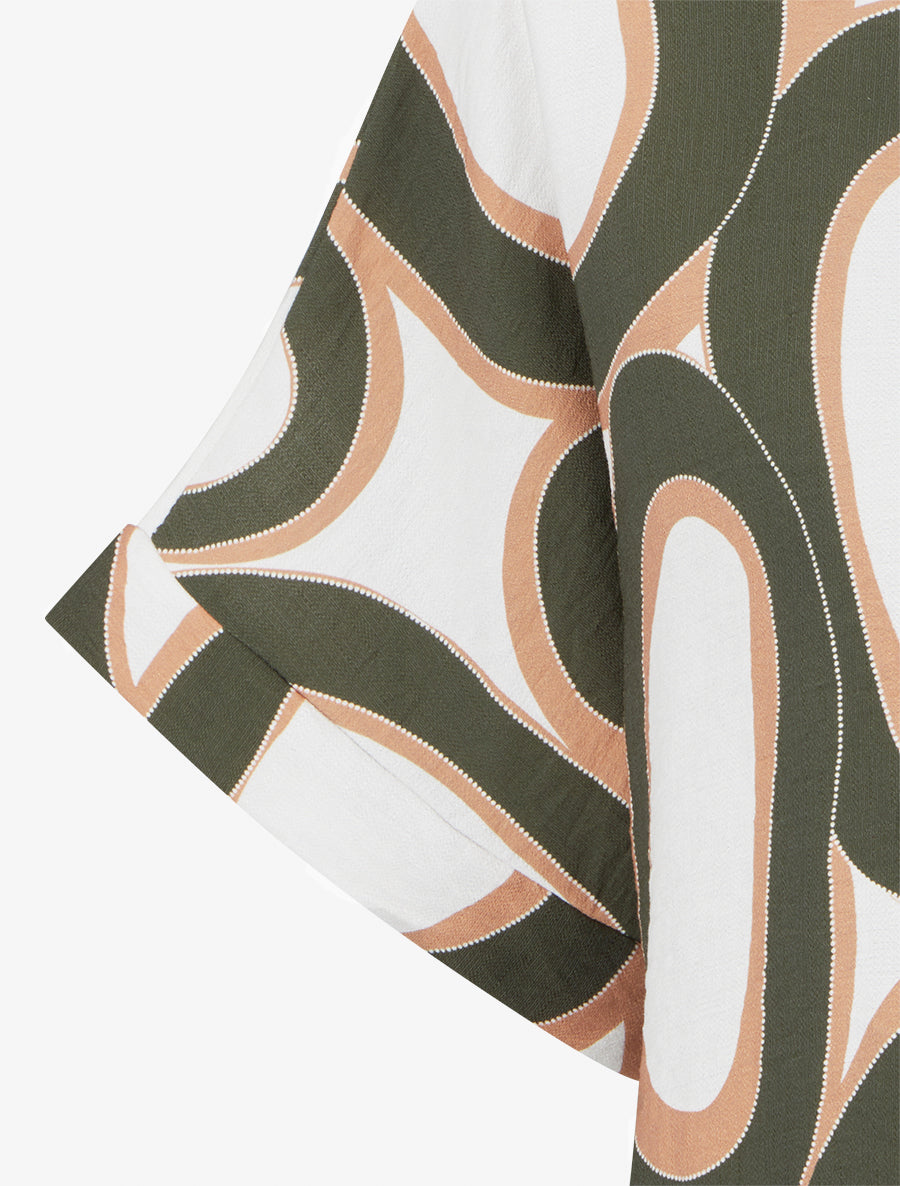 Top ample manches courtes imprimé stylisé - Kaki - 3