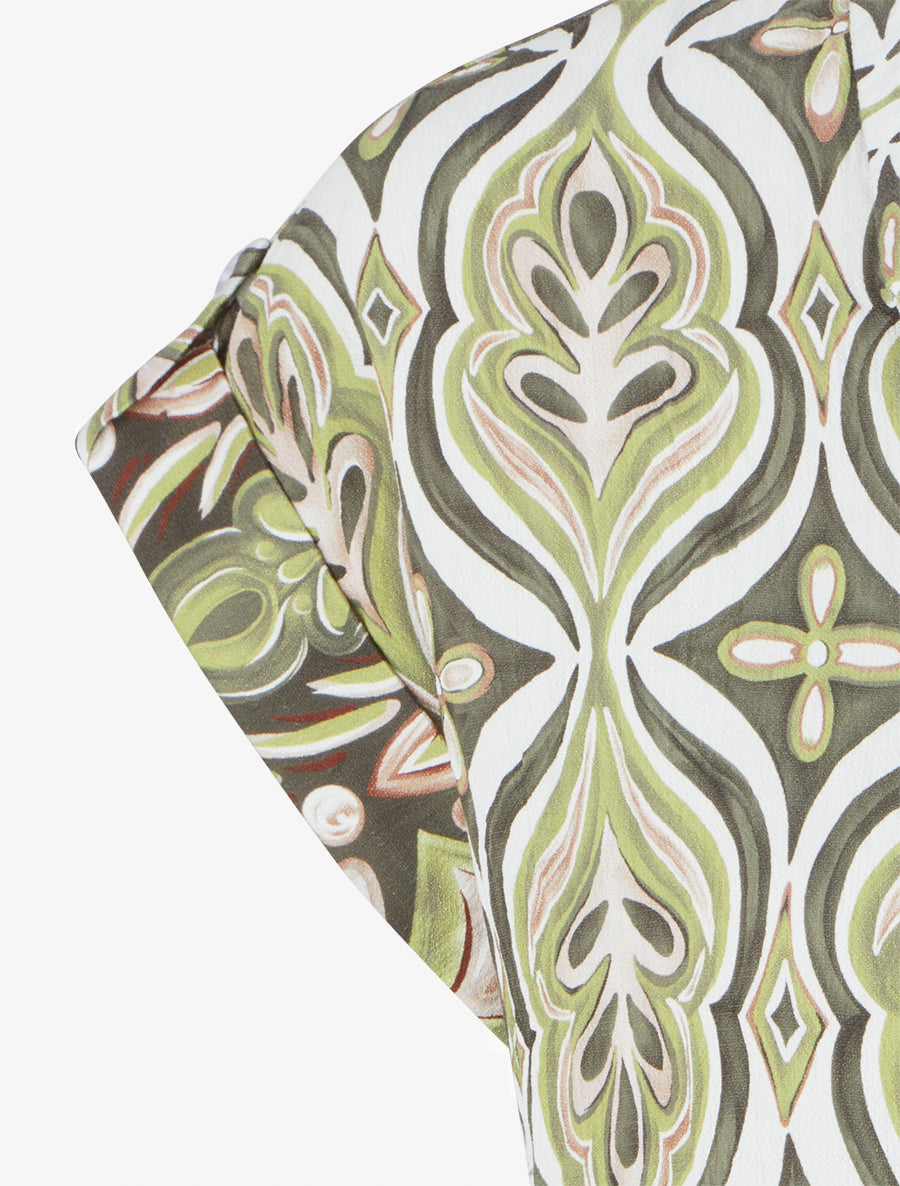 Chemise ample manches courtes à imprimé baroque - Kaki - 3