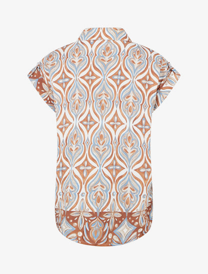 Chemise ample manches courtes à imprimé baroque - Camel - 2