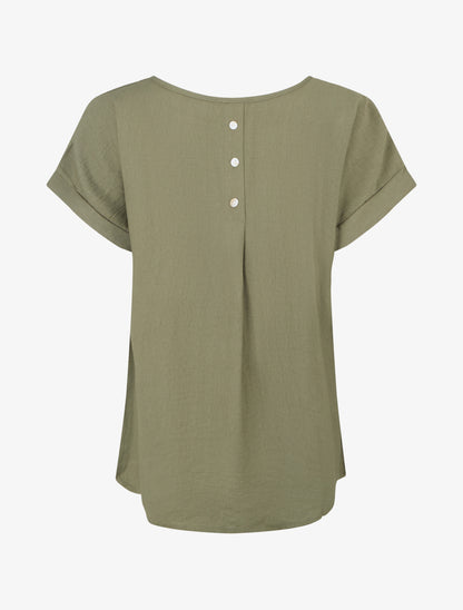 Top ample manches courtes à détail plissé - Kaki - 2