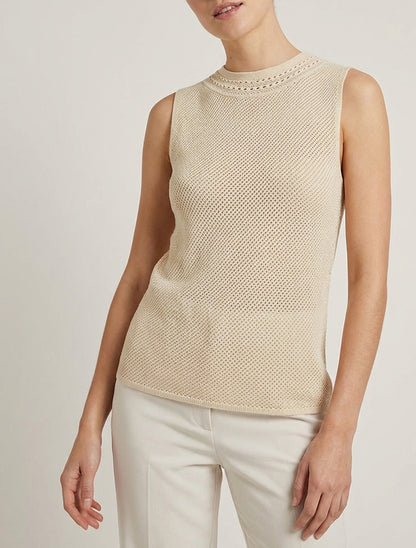 Débardeur en maille col rond - Beige