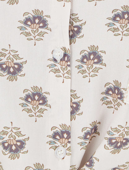 Chemise courte à nouer imprimé floral - Gris foncé - 3