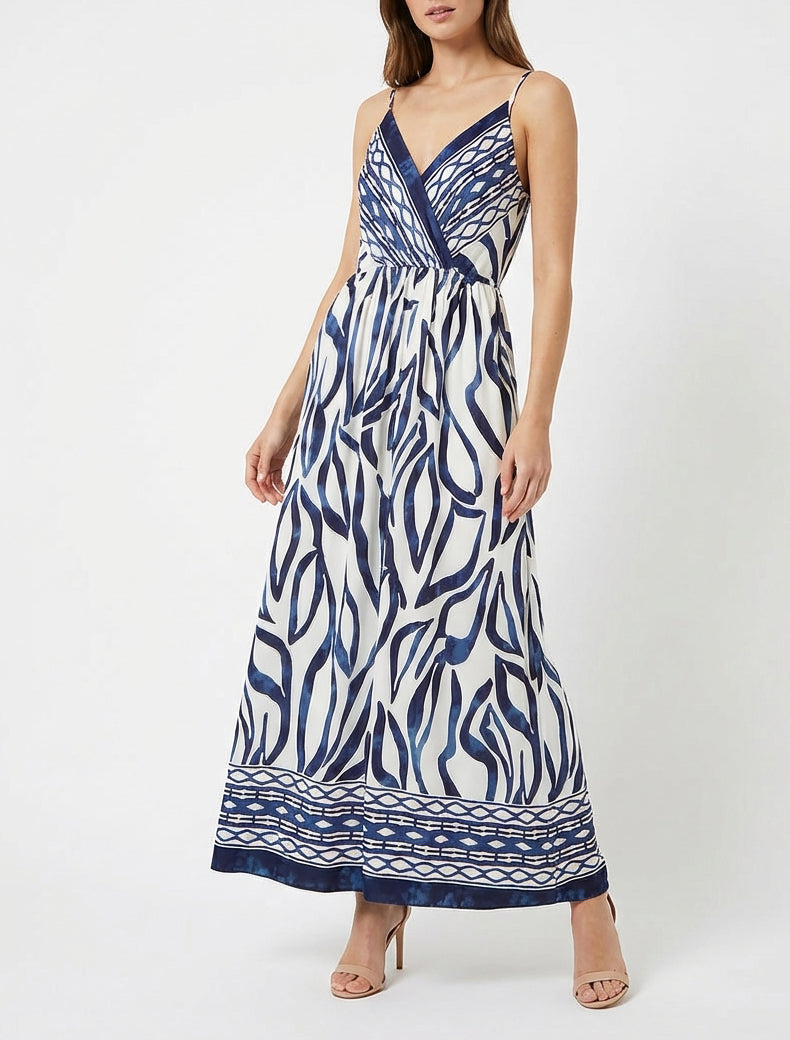 Robe longue empire à bretelles - Marine