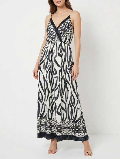 Robe longue coupe empire à bretelles - Noir