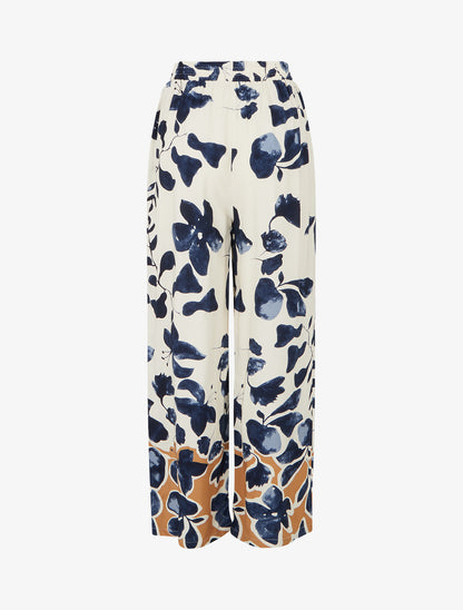 Pantalon droite imprimé floral - Marine - 2