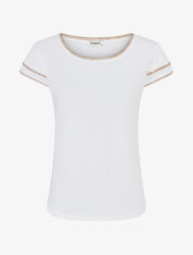 T-shirt uni à manches courtes stylisées - Blanc - 1