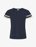 T-shirt manches courtes à détail broderies - Marine - 1