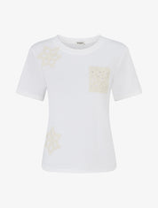 T-shirt manches courtes à poche brodée - Blanc - 1