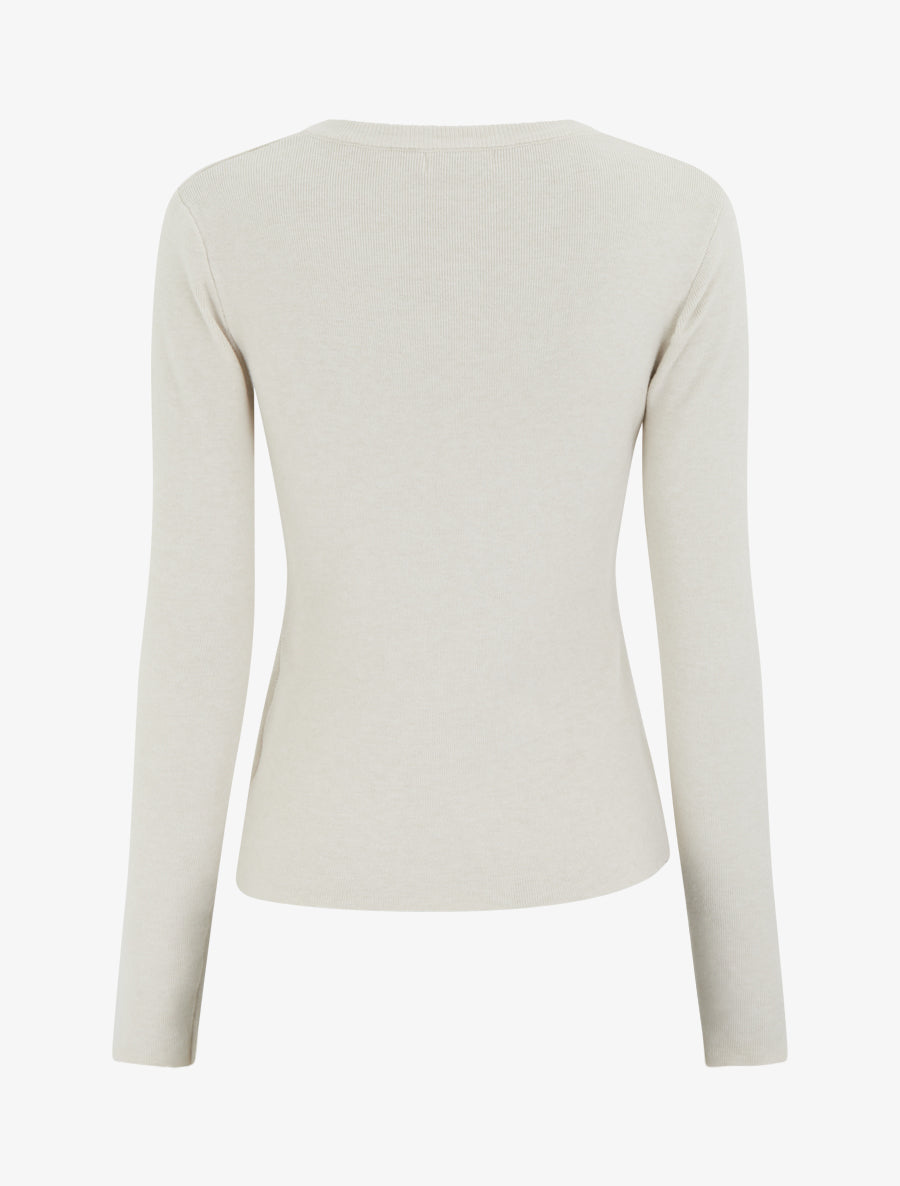 Pull droit à manches longues et noeud torsadé - Beige - 2