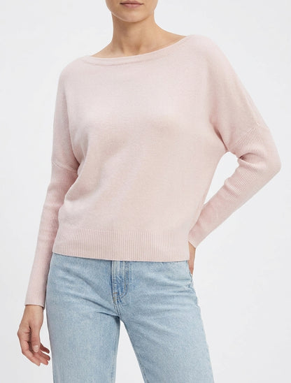 Pull droit col bateau manches chauve-souris - Rose
