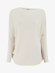 Pull ample à manches longues chauves-souris - Crème - 1