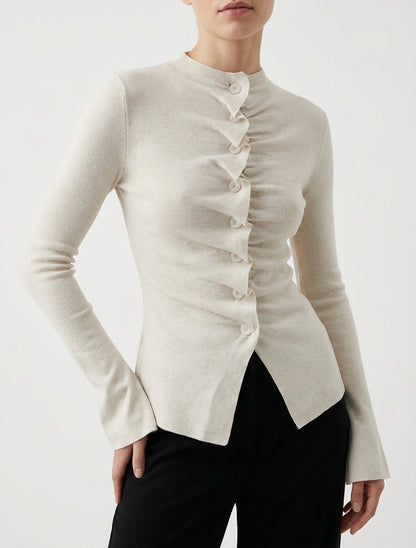 Gilet moulant col montant - Beige