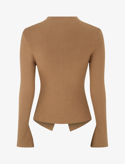Gilet en maille effet ruché - Camel - 2