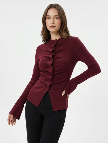 Gilet moulant col montant - Bordeaux