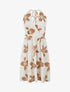 Robe mi-longue dos nu imprimé grandes fleurs - Terracotta - 1