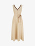 Robe longue sans manches à col V fantaisie - Beige - 1