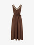 Robe longue sans manches à col V fantaisie - Marron - 1