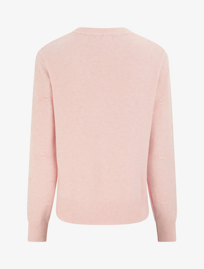 Pull droit col rond à motif noeud - Rose - 2