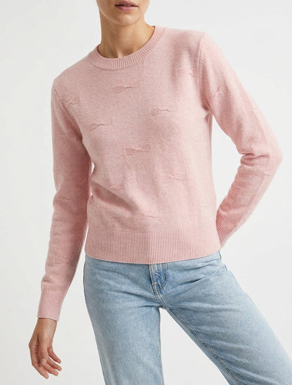 Pull droit à motifs nœuds texturés - Rose