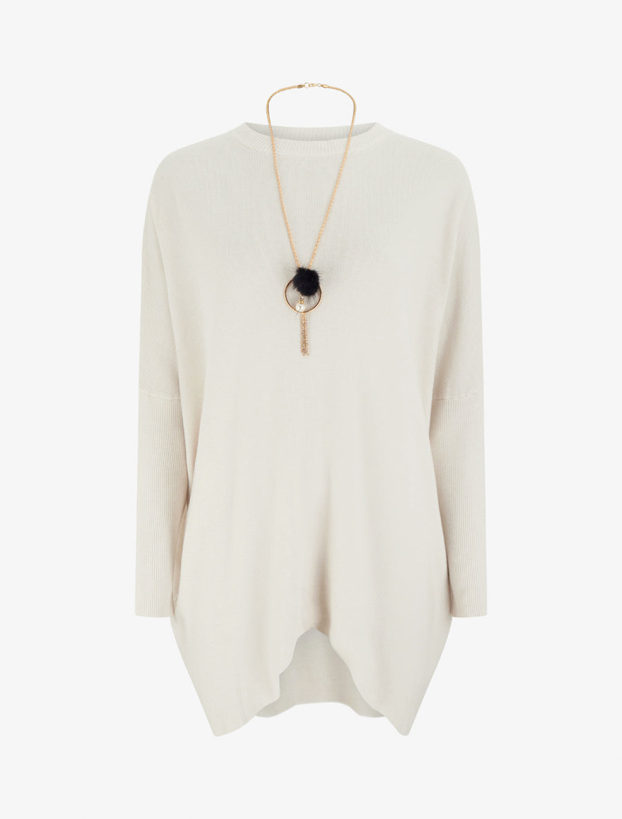 Pull long uni asymétrique - Écru - 1