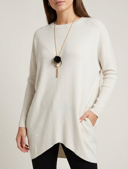 Pull long manches chauve-souris - Écru