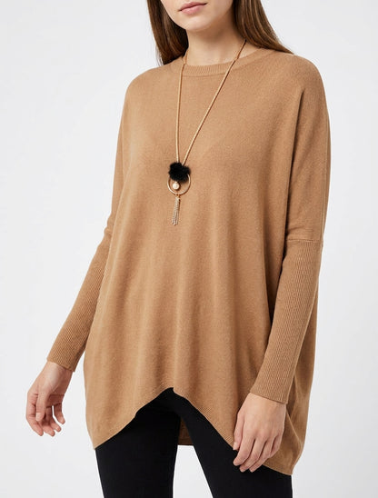 Pull long manches chauve-souris - Camel