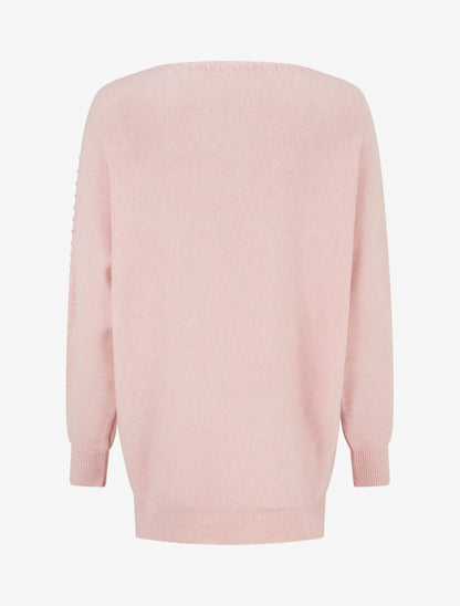 Pull uni à détail texturé - Rose - 2