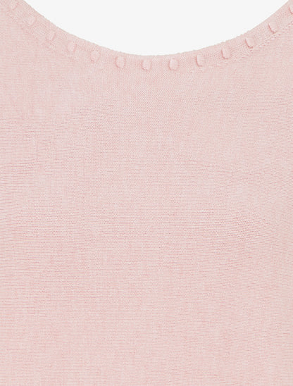 Pull uni à détail texturé - Rose - 3